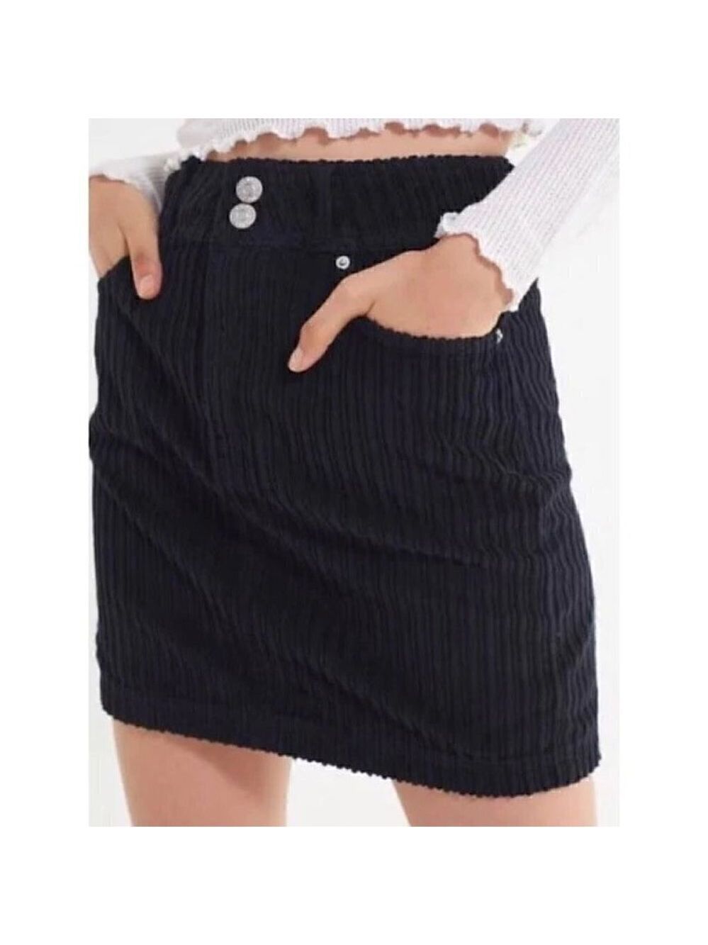 BDG Urban Outfitters New York Minute Black Ribbed Corduroy Mini Skirt Size S